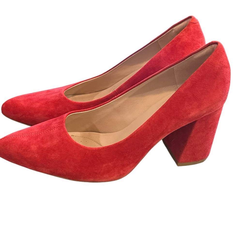 Clarks Red Suede Heels